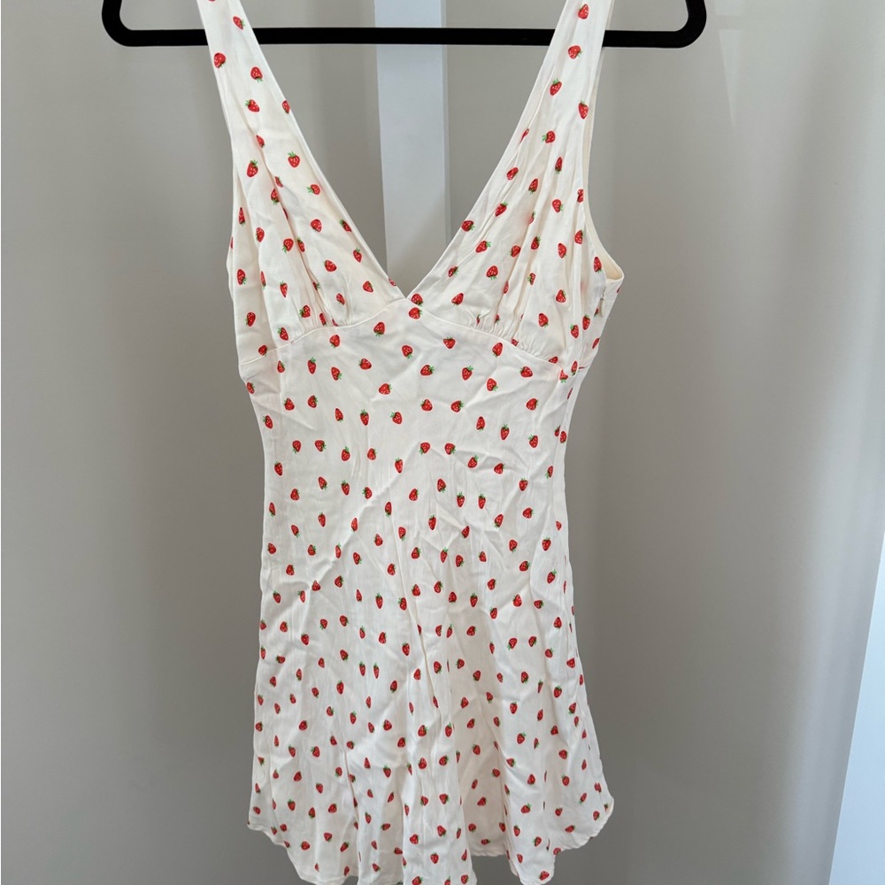 Zara Strawberry Satin Mini Dress, SIZE M